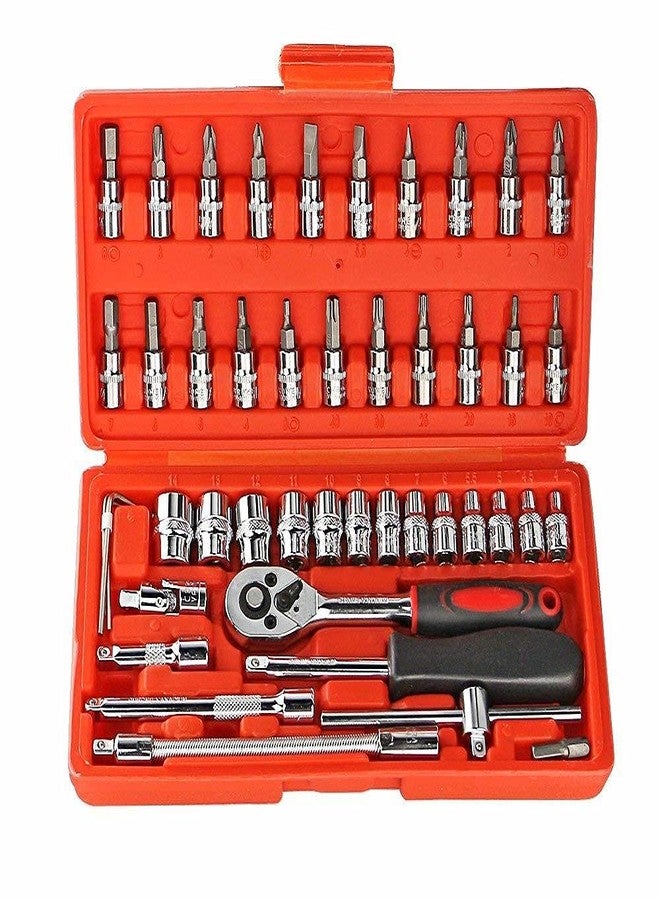 Shopper52 Metal 46 PCS Screwdriver Kit And Multi-Purpose Combination Tool Case Precision Socket Set | Durable Wrench Tool Set | For DIY Projects, Automotive, Furniture & Appliance - 46Pctk - Image 1